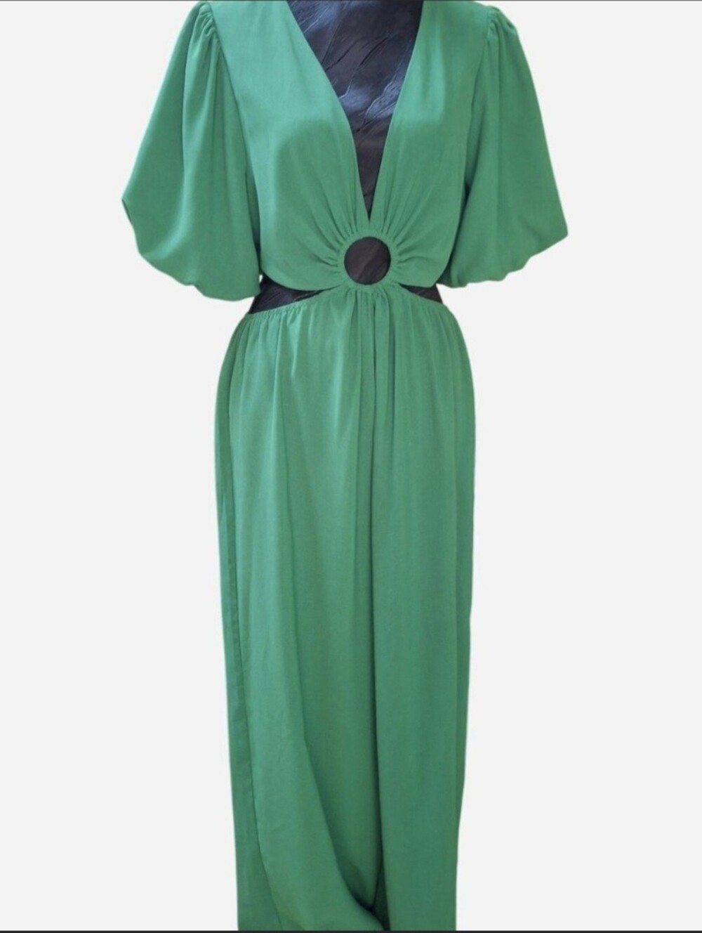 Flying Tomato Green Maxi Dress with Cutout Ring Detail